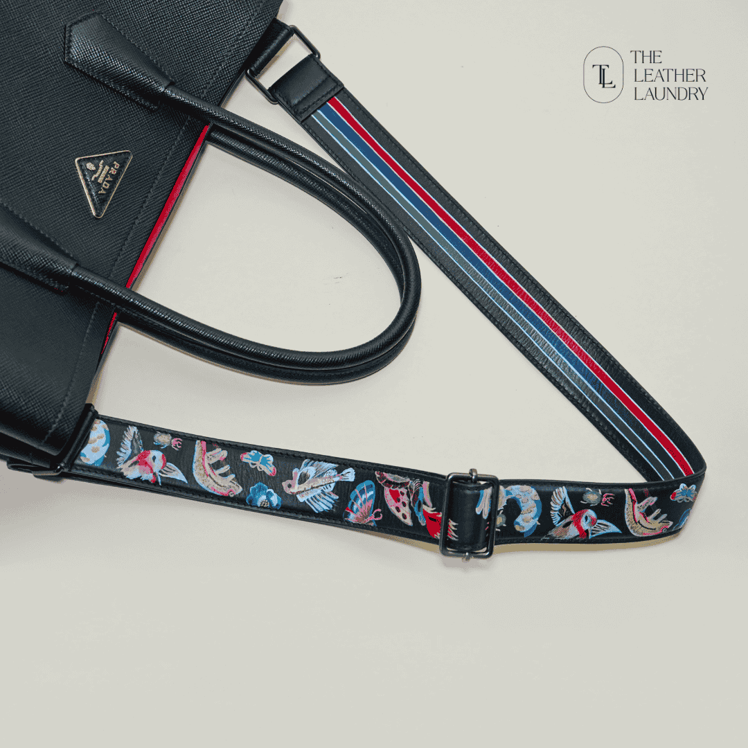 Bespoke Leather Bag Strap with Custom Artwork